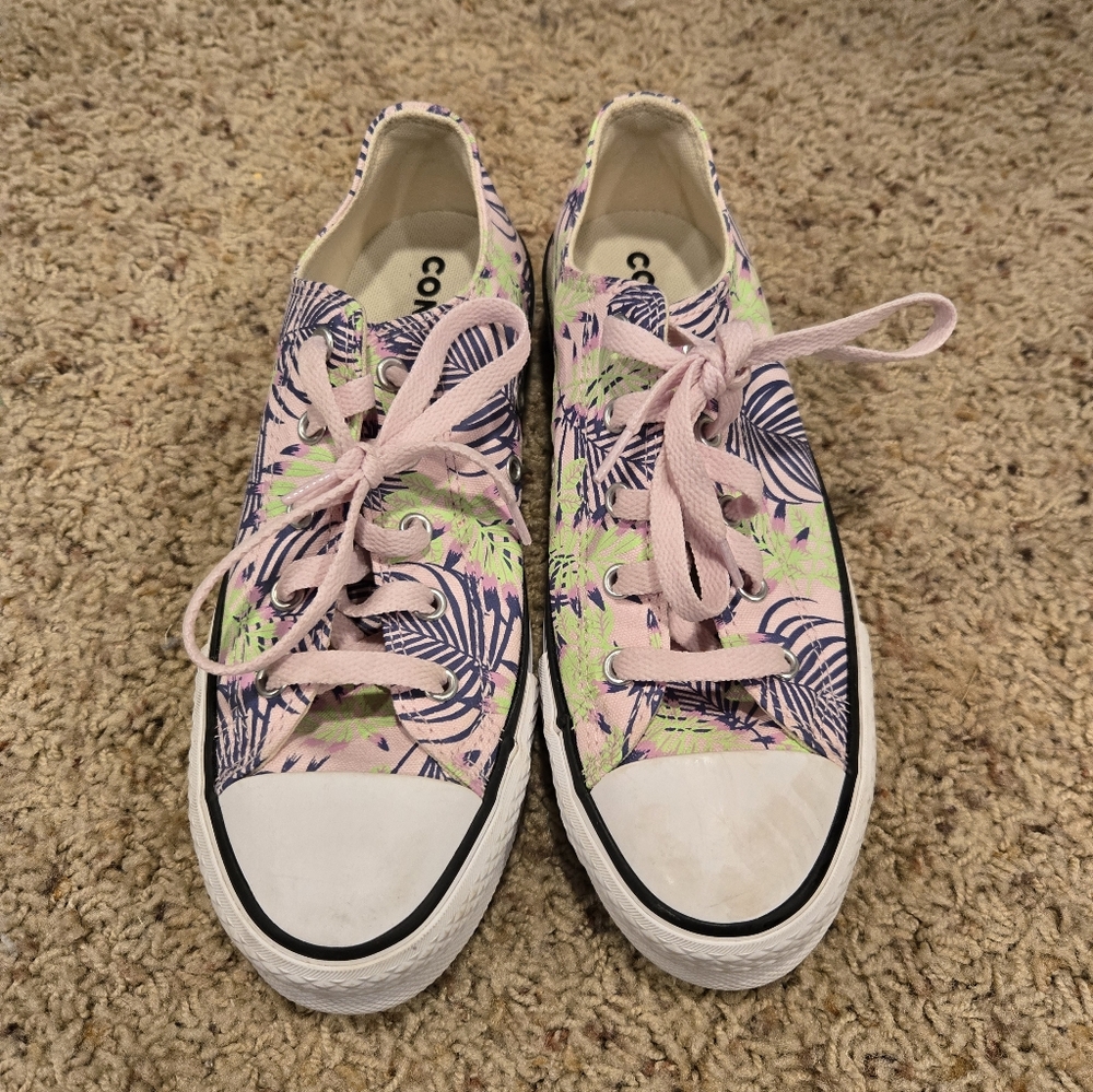 Colorful Floral Print Converse Sneakers Size Youth 4.5